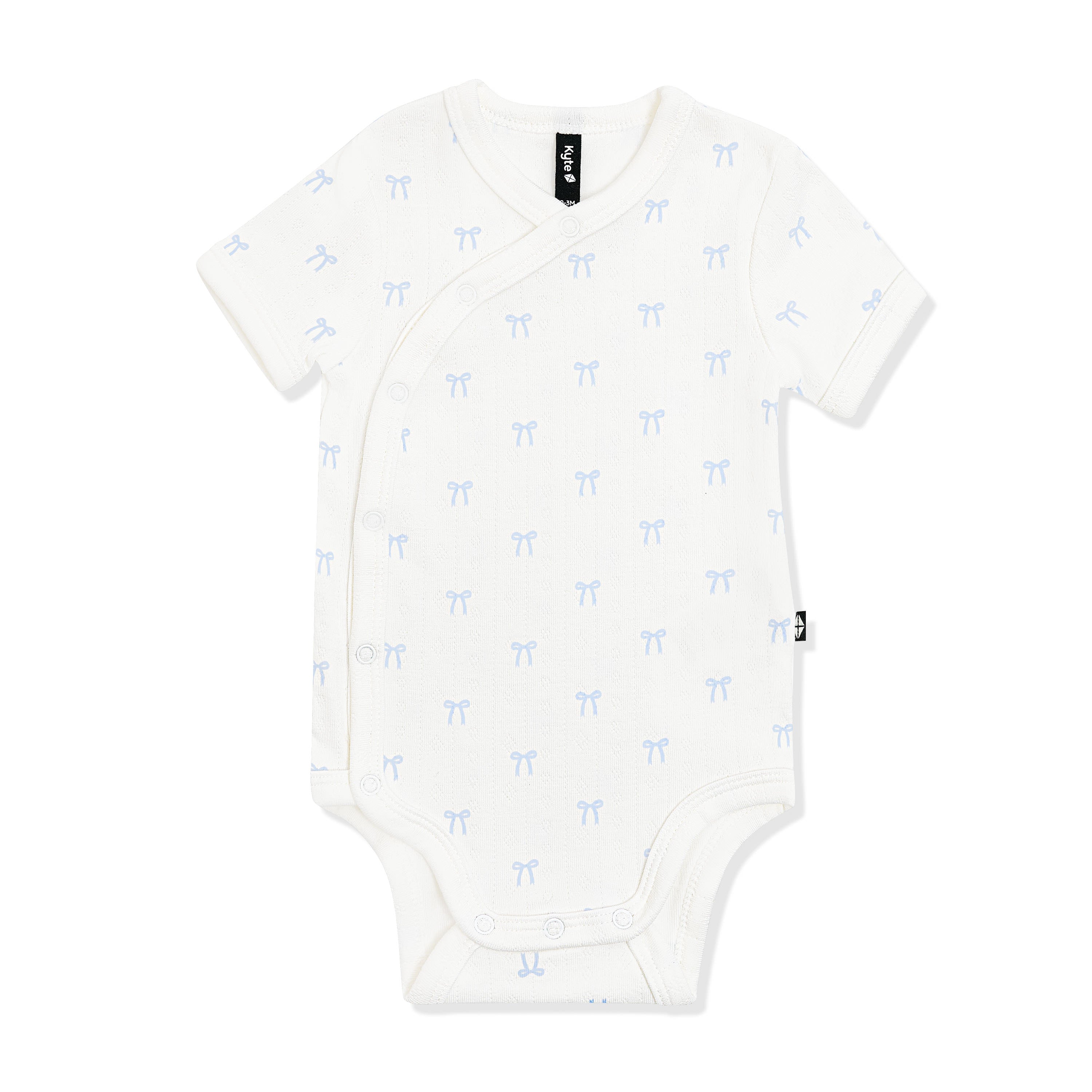 Pointelle Kimono Bodysuit in Sweet Blue Bow